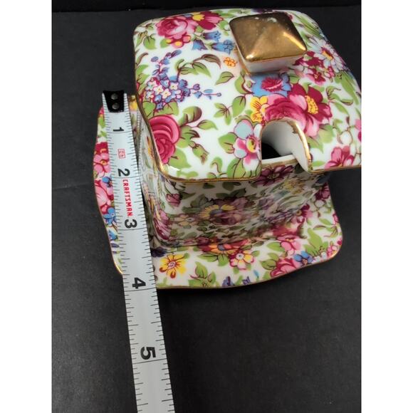 Royal Cotswolds Summertime chintz jam/jelly pot and lid with an underplate. - Picture 9 of 10